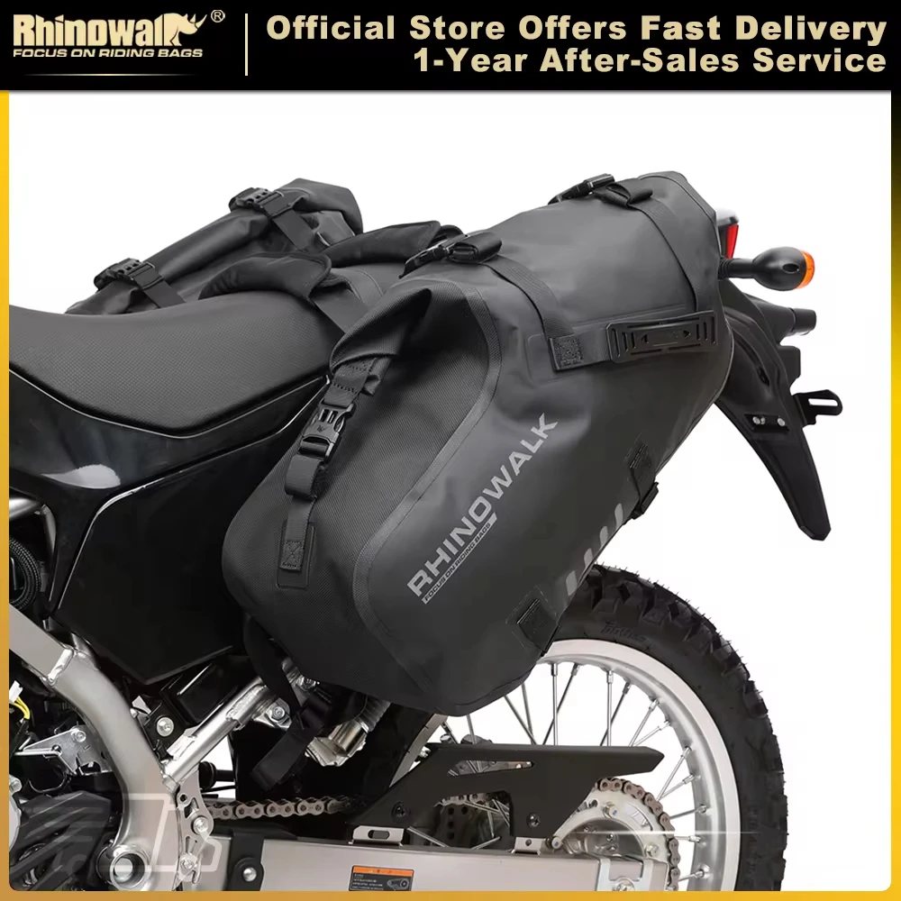 Rhinowalk Motorradtasche, 100 % wasserdicht, 18 l/28 l/48 l, großes Fassungsvermögen, 2 Stück, universelle
