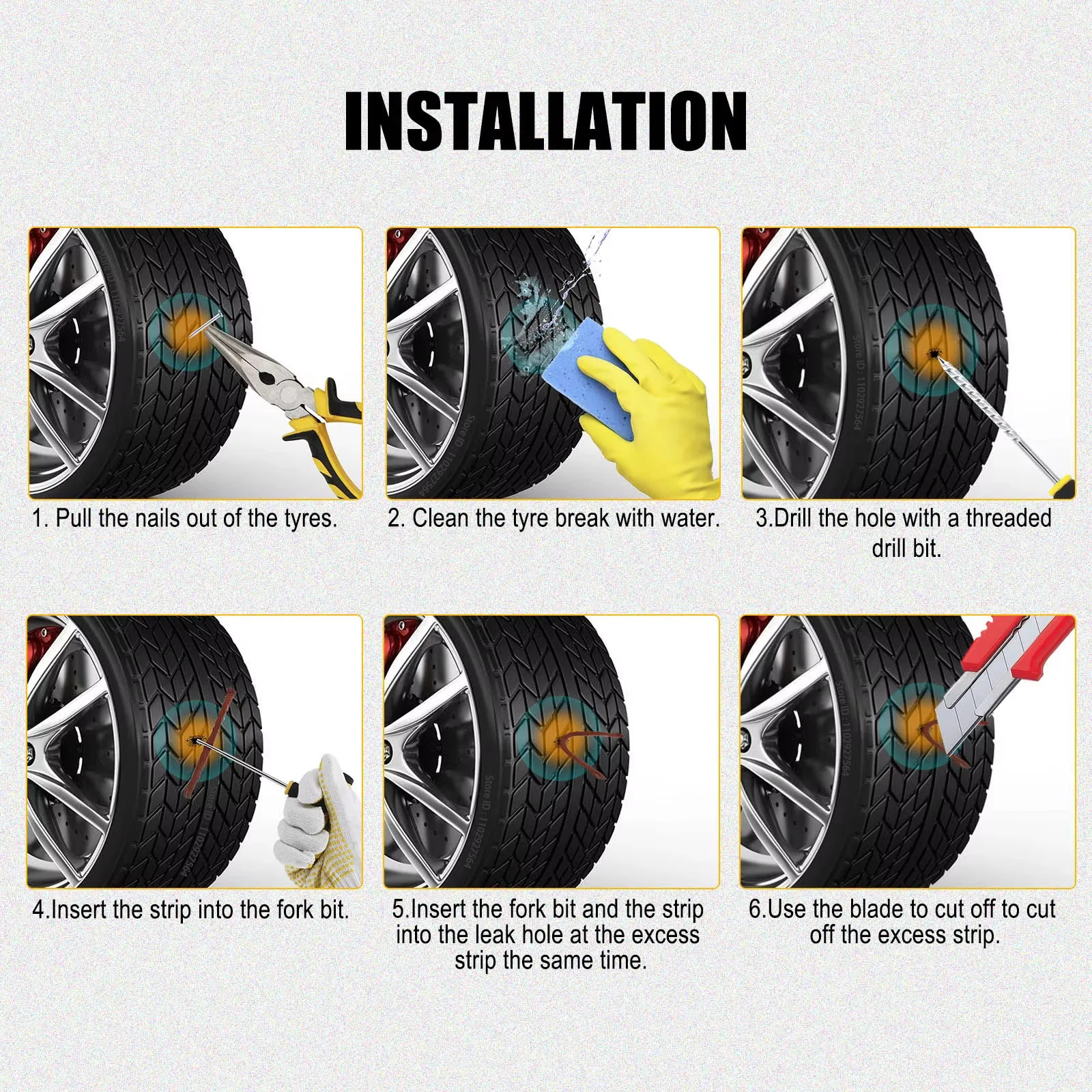 ZFOUEK Auto Reifen Reparatur Kit Punktion Stecker Werkzeuge Reifen – Bild 5