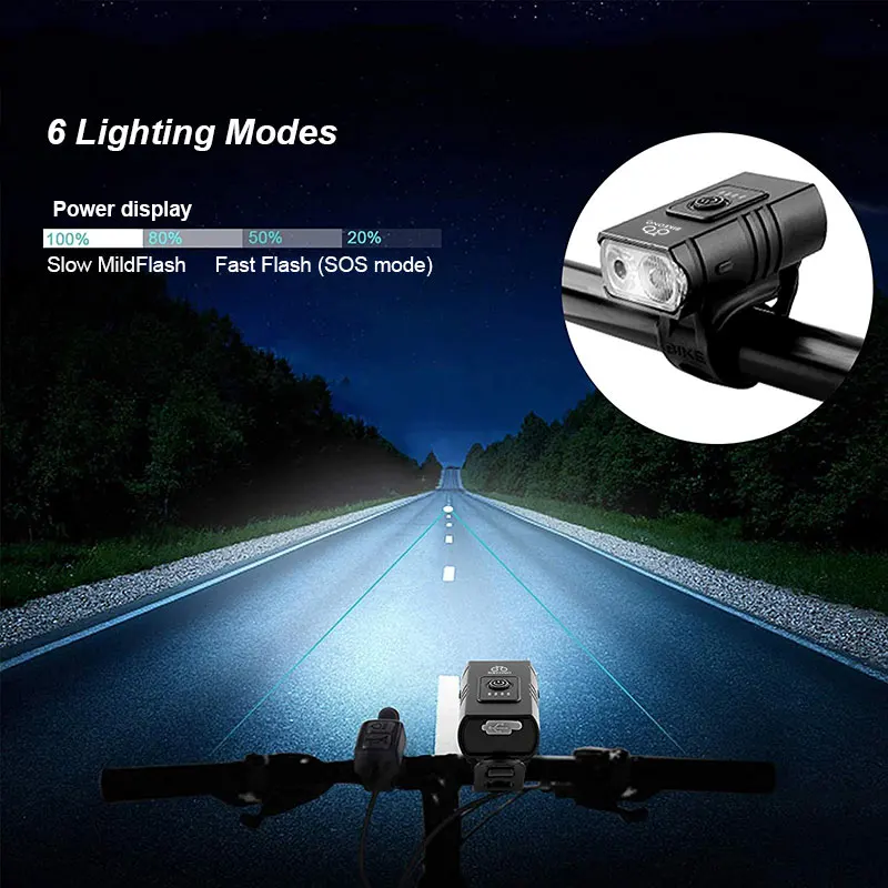 Fahrrad Licht USB Aufladbare MTB Front Lampe Scheinwerfer Taschenlampe – Bild 2