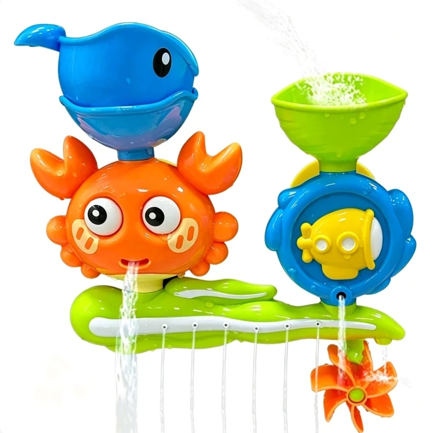 Wandmontiertes Wasserdrehspiel-Set mit Mehrfachsprühfunktion und Drehbarem Interaktivem Wasserspielzeug