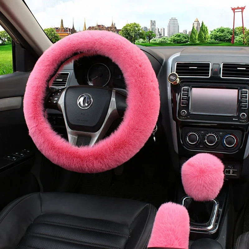 Männer Frauen Warme Plüsch Auto Lenkrad Abdeckung Winter Universal 36 cm Weichen, Flauschigen Handbremse Shift