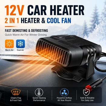 12V 24V Auto-Heizlüfter mit einstellbarem Winkel, Warm- und Kaltluftmodi, Windschutzscheiben-Entfeuchter