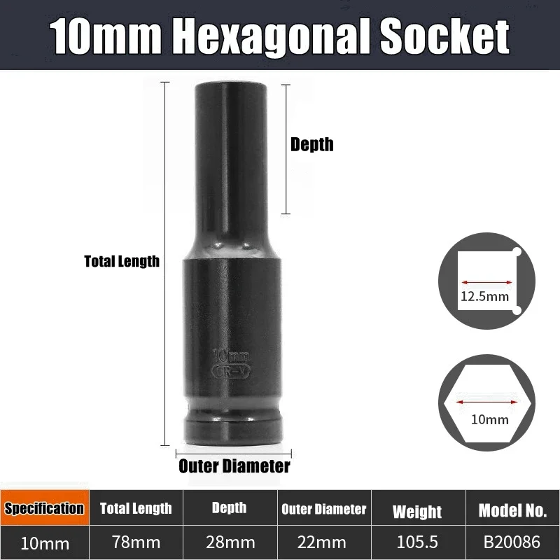 1/2" Antrieb Deep Impact Socket Drive Metric Wrench Socket Deep Impact Socket Pneumatischer