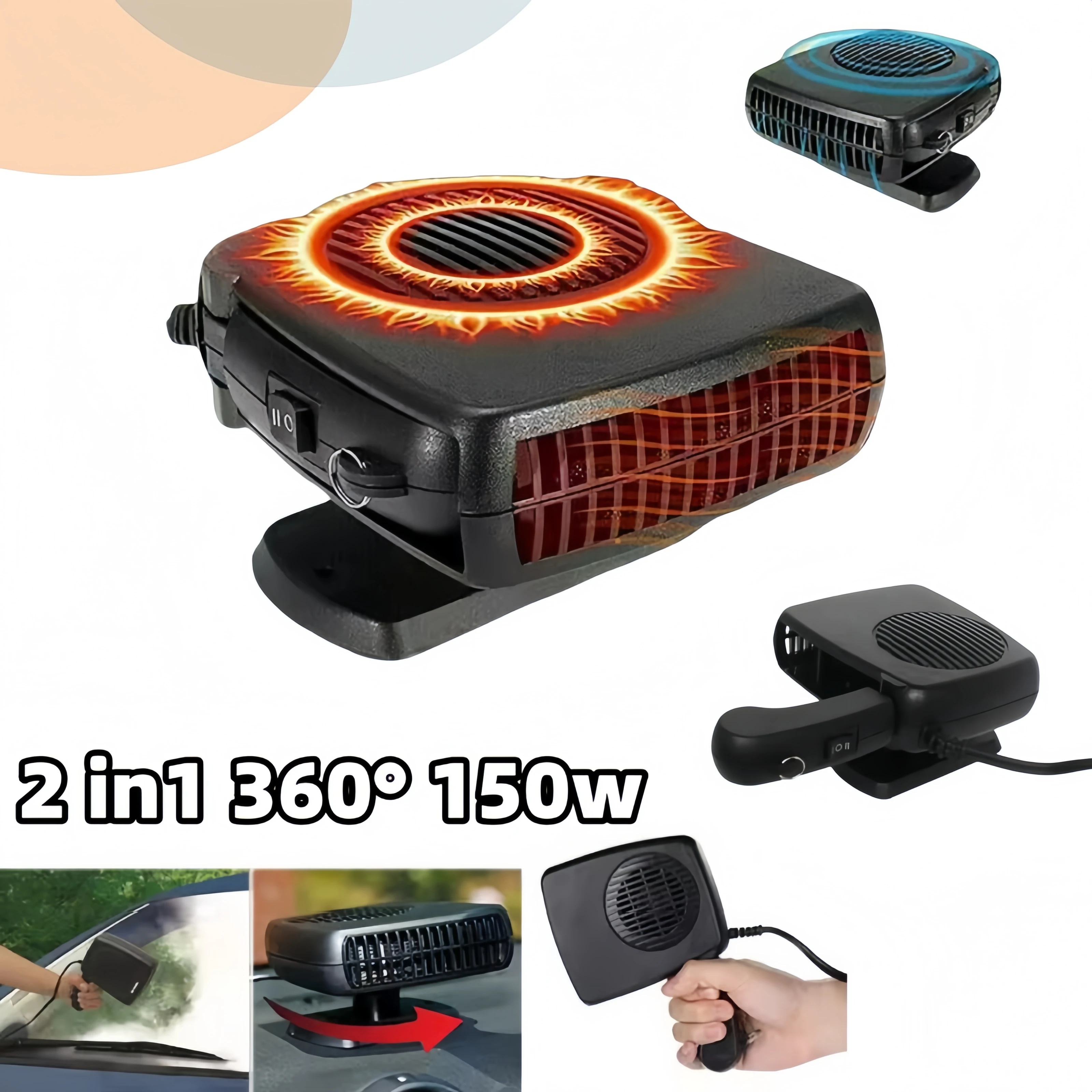 Tragbare 12V 24V Auto Heizung Fan Dual Funktion Defroster Demister Kühler Windschutzscheibe Frost Nebel