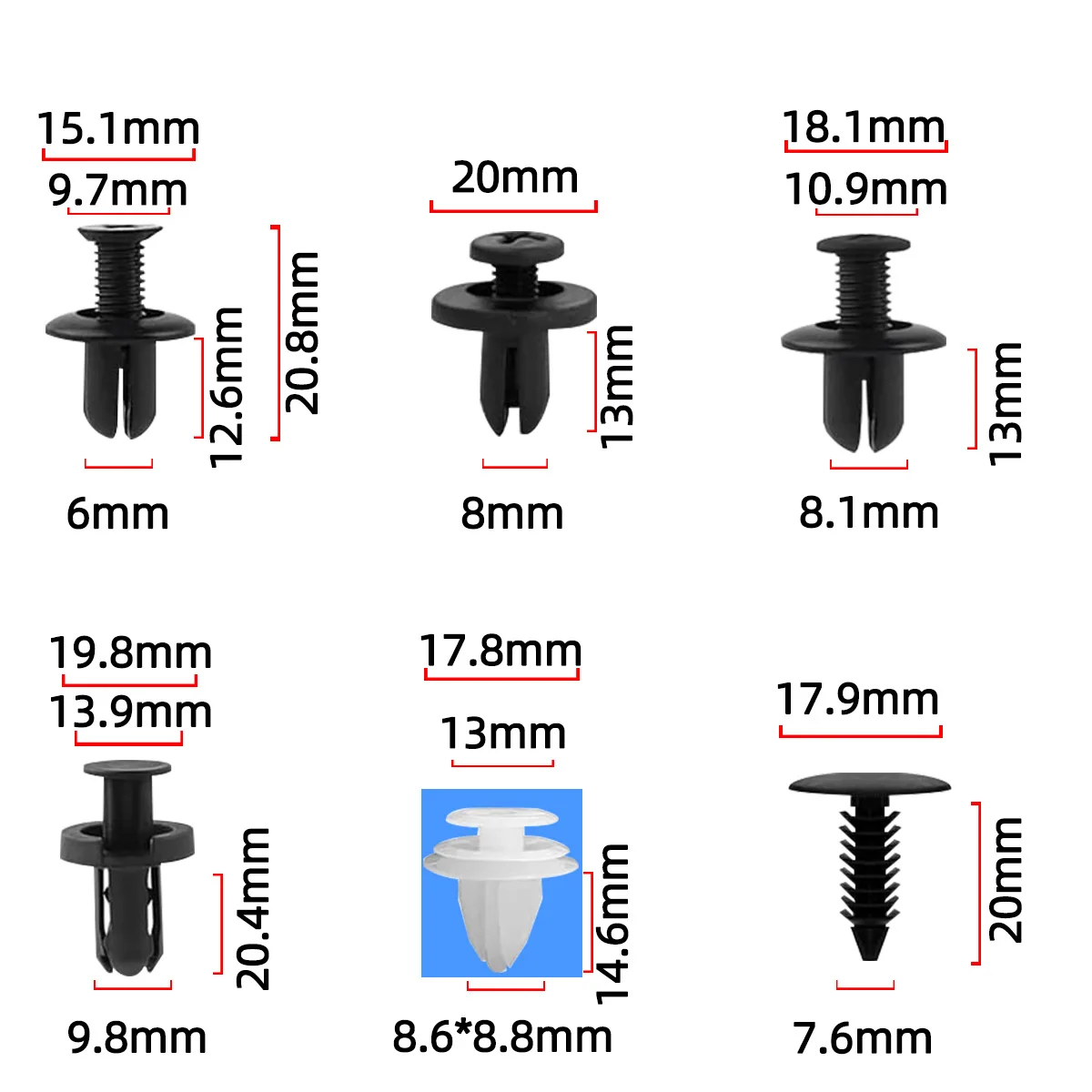 Auto Befestigungs clip gemischte Karosserie Push Retainer (100 Stück) – Bild 2