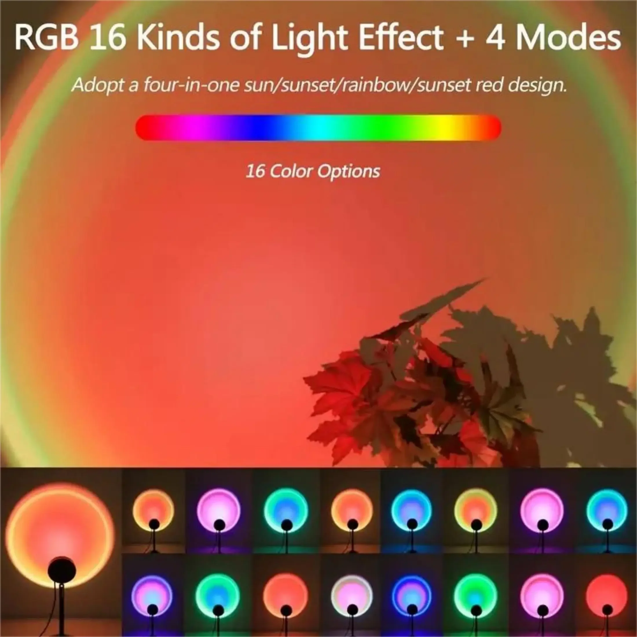 Lebendiges Sonnenuntergang-Projektionslicht - 16-Farben-Spektrum, USB-Fernbedienung, dynamisches