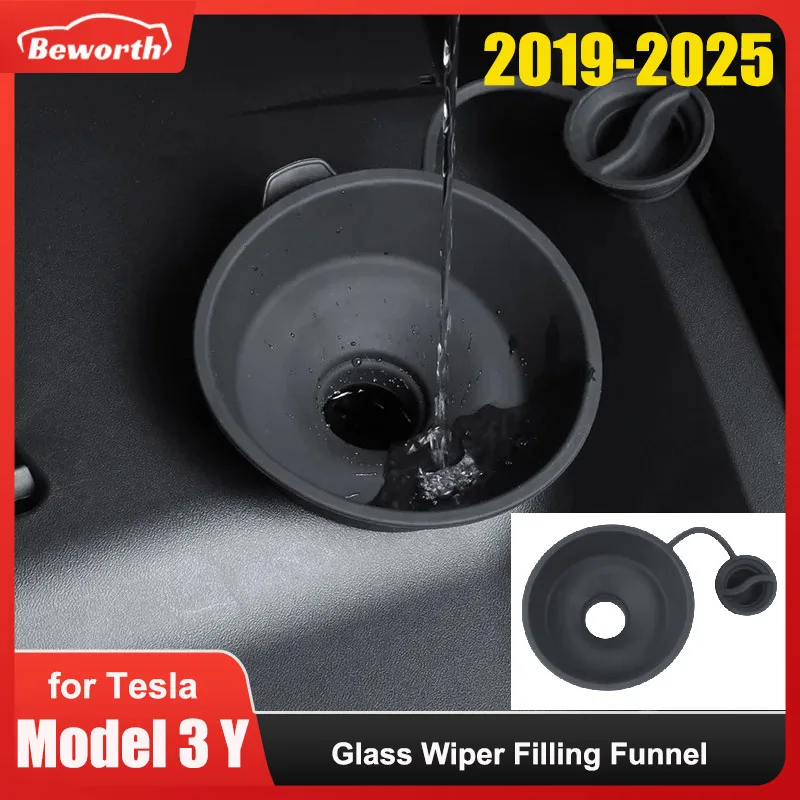 Tesla Model Y Juniper 2025 Modus 3 2024 Highland Glass Wiper Filling Trichter Filler Vergrößertes