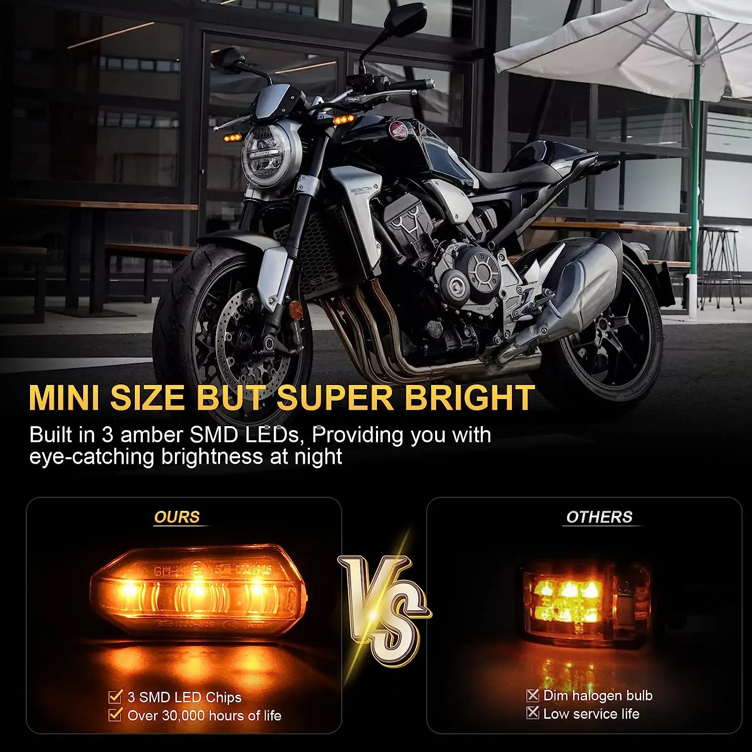 8mm Mini Motorrad LED Blinker Lichter Bernstein Blinklicht Blinker – Bild 3