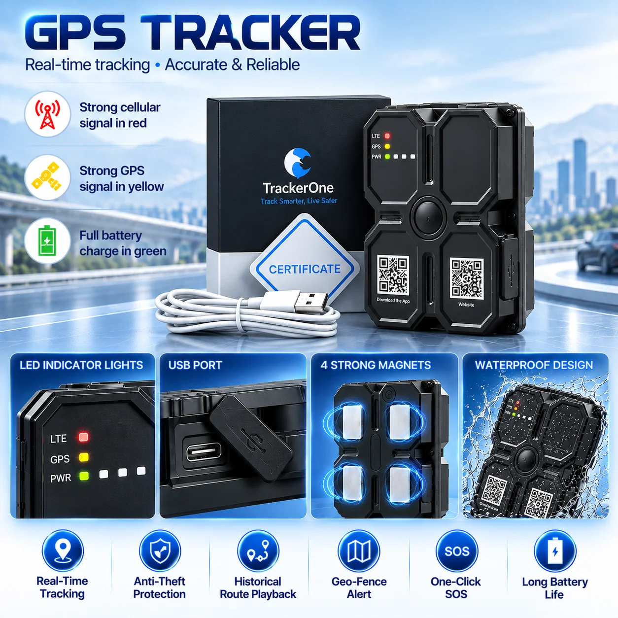 4G GPS-Tracker für Fahrzeuge, Lange Akkulaufzeit, 10S – Bild 6