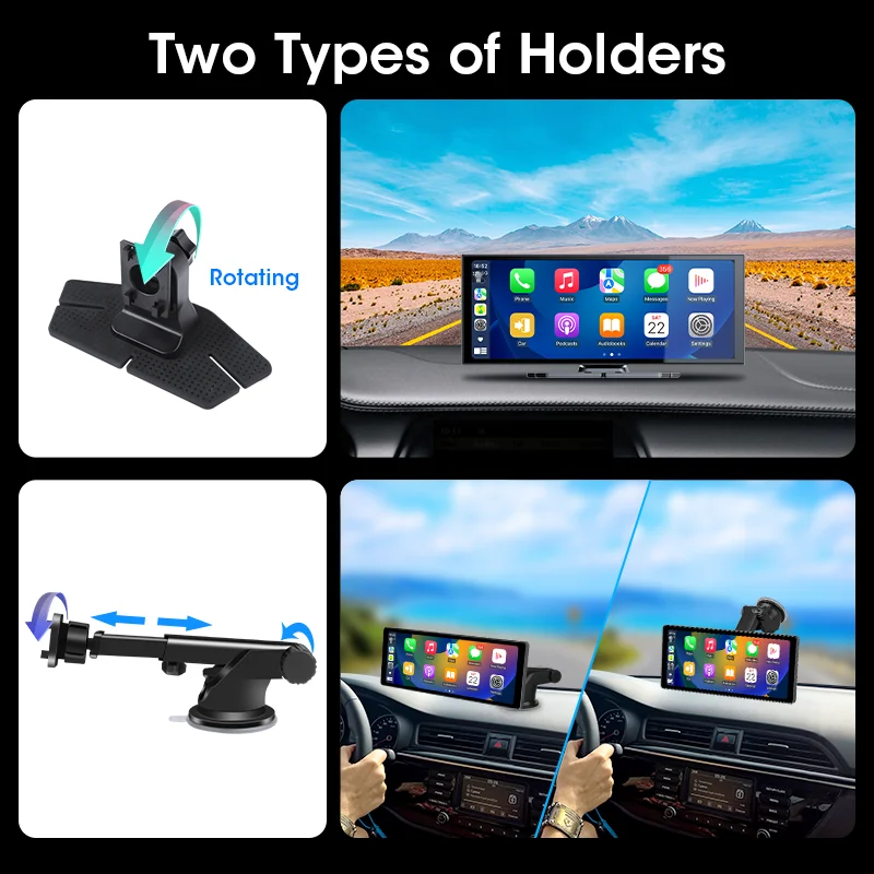 10,26-Zoll-4K-Dashcam mit CarPlay und Android Auto, 360°-Drehung – Bild 2