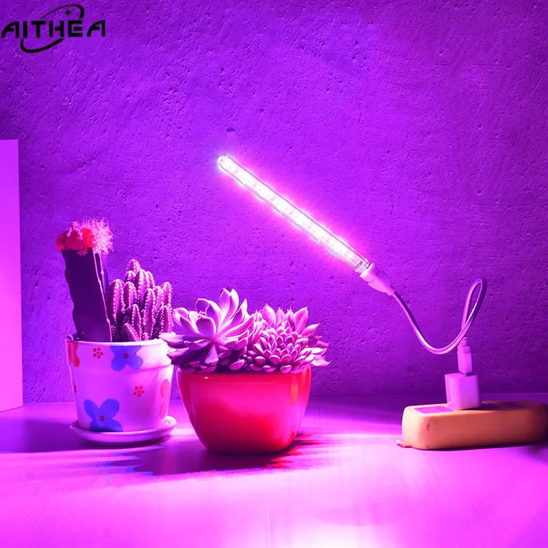 AITHEA Tragbare Vollspektrum-LED-Pflanzenlampe Rot & Blau USB für Innenräume Gewächshaus Pflanzen Gemüse