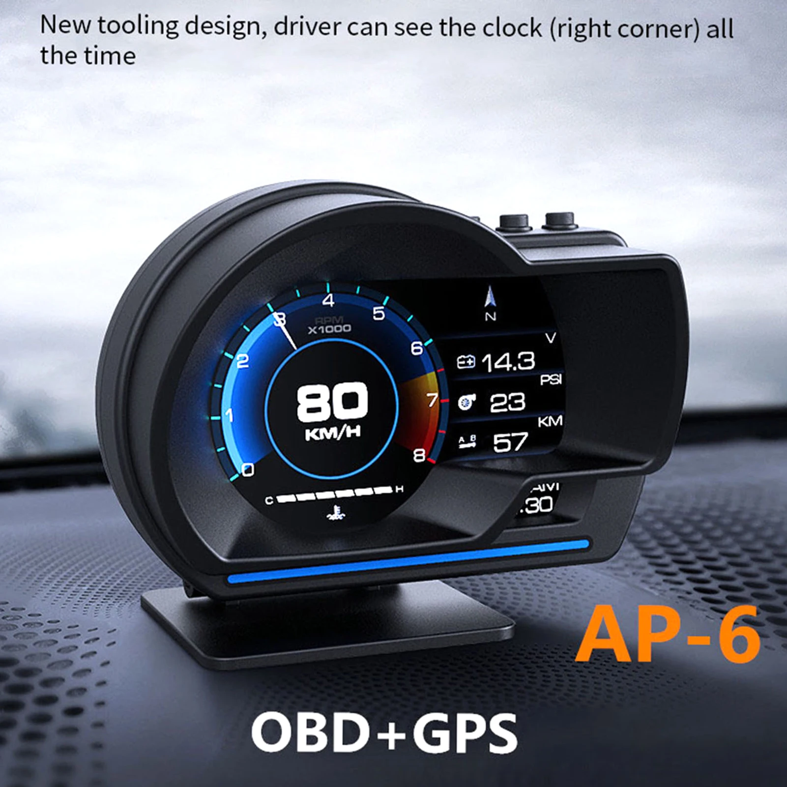 Auto-Head-Up-Display, Messgerät, hochauflösender Tachometer, Auto-Diagnosetool, OBDII + GPS, intelligente