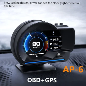 Auto-Head-Up-Display, Messgerät, hochauflösender Tachometer, Auto-Diagnosetool, OBDII + GPS, intelligente