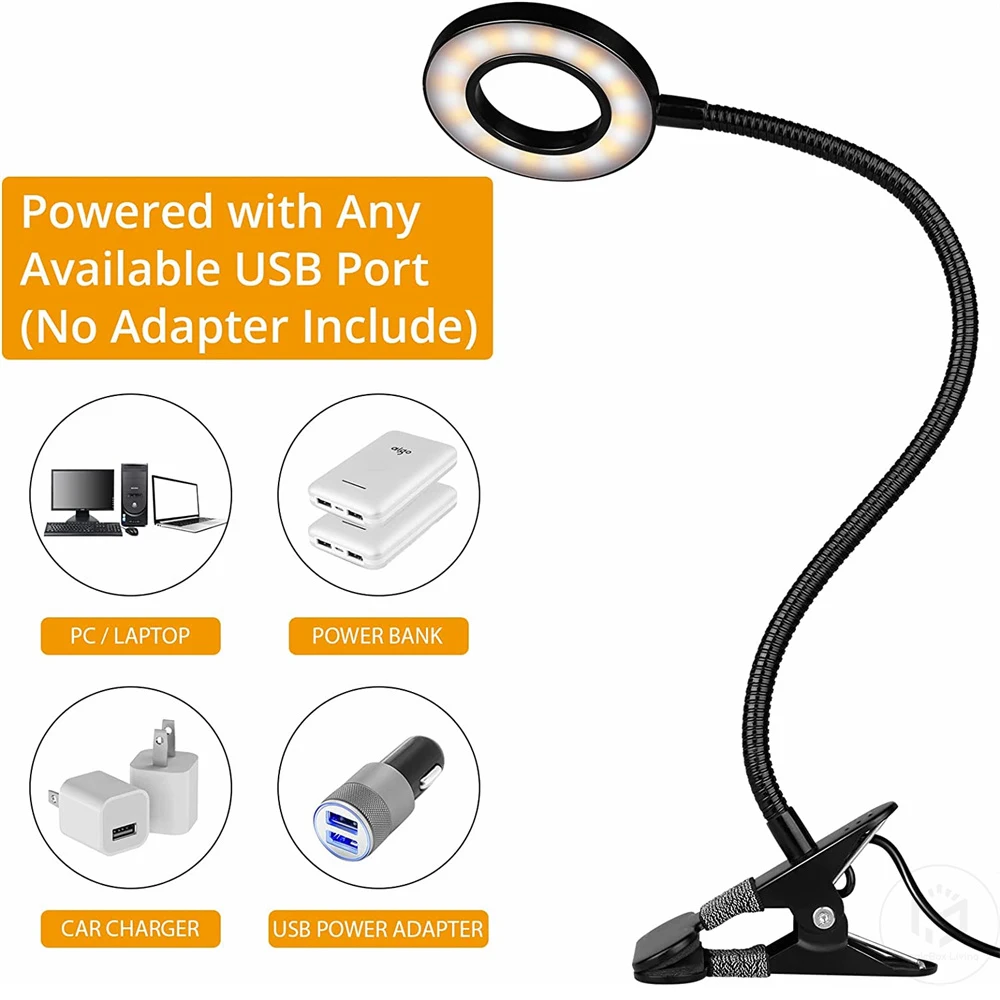 48 LED USB Buchlicht Clip Schreibtischlampe Leseleuchte mit 3 – Bild 3