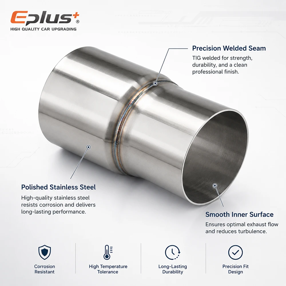 EPLUS Auspuffrohr-Reduzieradapter Edelstahl Universeller Gerader – Bild 4