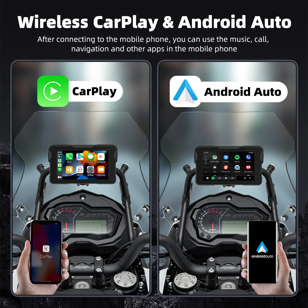 EKIY 5,0 Zoll Wireless CarPlay Moto Android Auto Tragbare Digitale – Bild 4