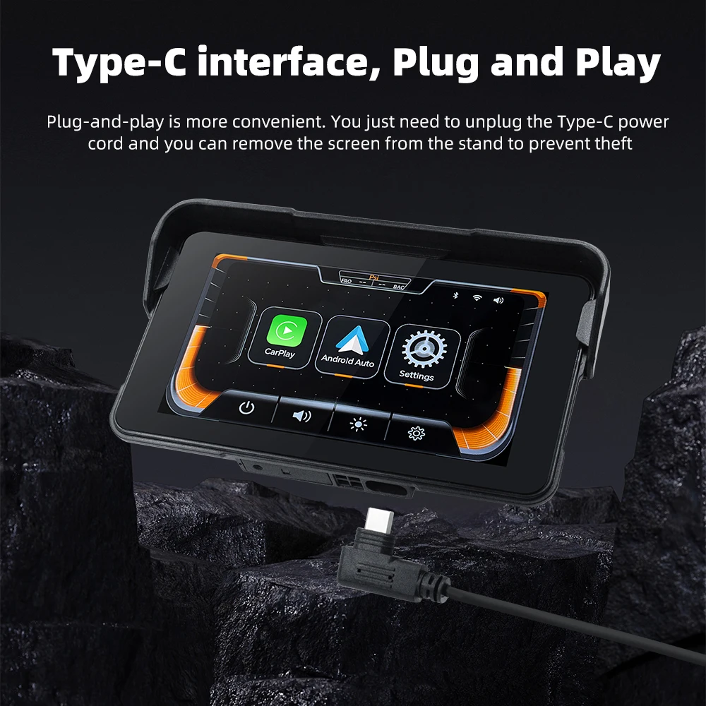 EKIY 5,0 Zoll Wireless CarPlay Moto Android Auto Tragbare Digitale – Bild 6