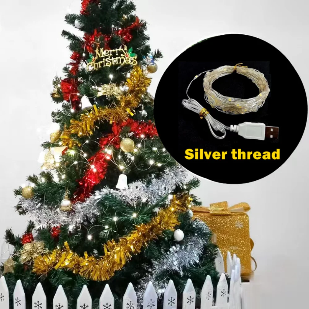 5/10/20M USB LED Lichterketten Kupfer Silber Draht Girlande Licht – Bild 5