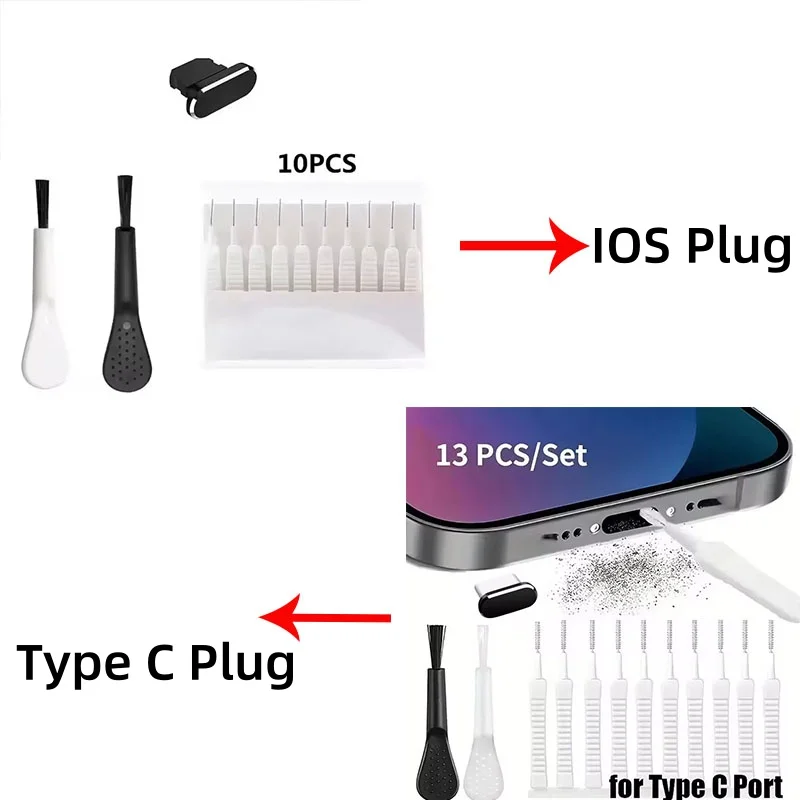 Handy-Ladeanschluss Staubstecker mit Reinigungsbürste für IPhone 15 14 – Bild 2