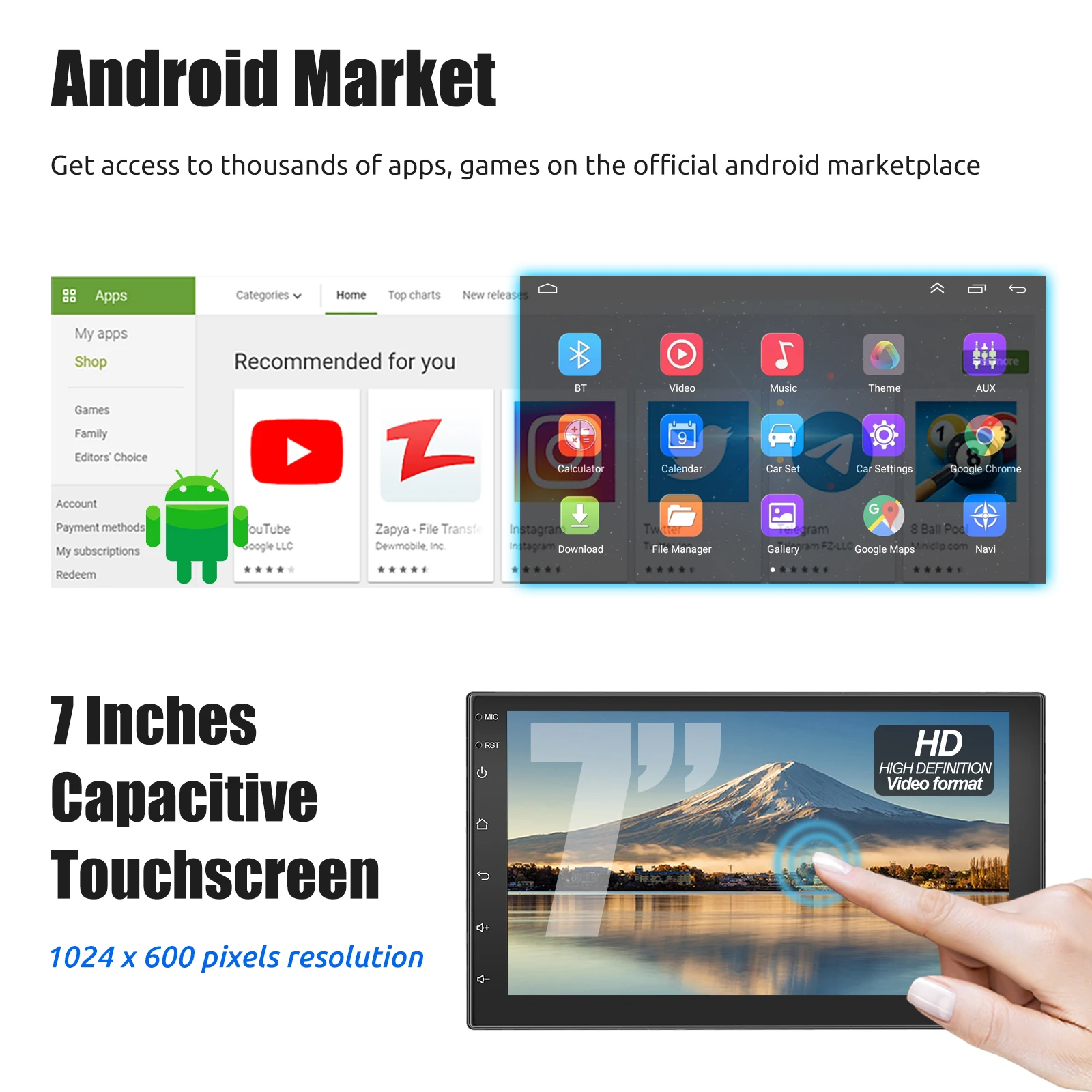 ESSGOO 7 9 10 "Autoradio Android Auto Carplay Auto Stereo Multimedia – Bild 2