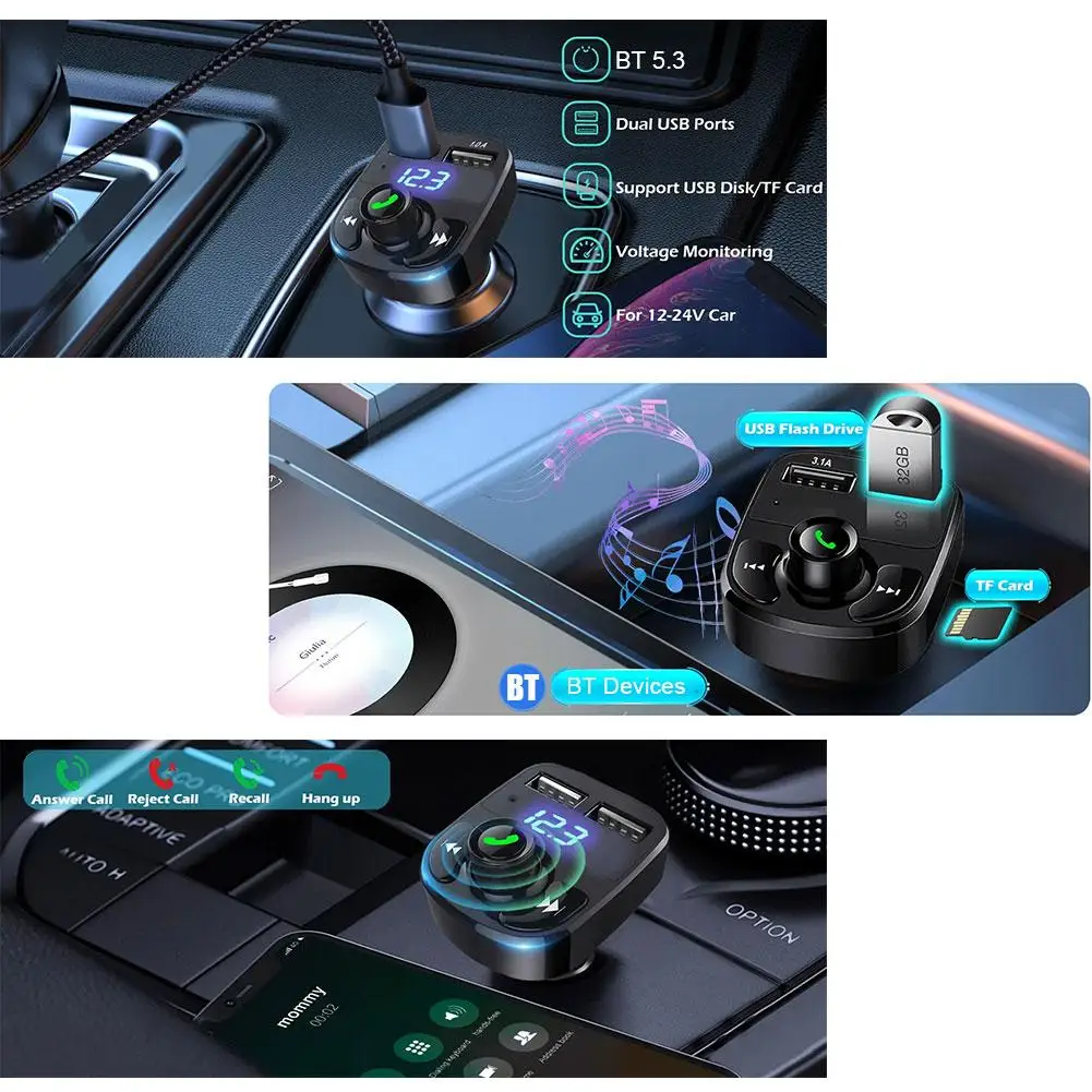 Bluetooth FM-Transmitter für Auto, Freisprecheinrichtung, MP3-Player – Bild 4