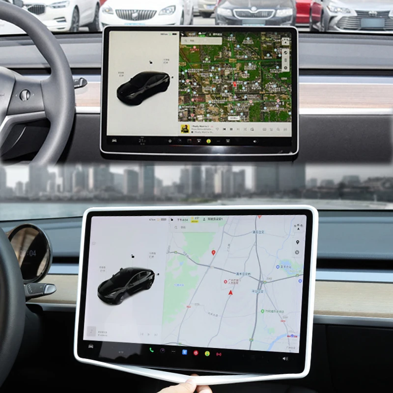 Tesla Modell 3Y Auto Silikon Bildschirm Rahmen Display Rand Schutz Zentrale Steuerung Schutzhülle