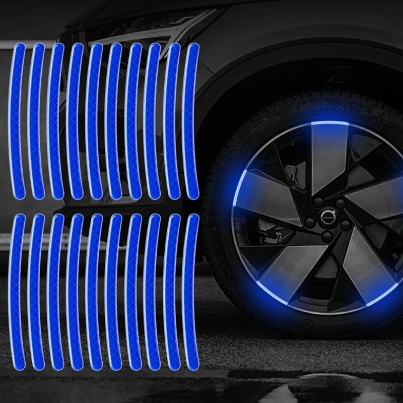 Auto Radnabe Reflektierende Aufkleber Reifen Felge Reflektierende Streifen Leucht für Nacht Fahren (20 Stück)