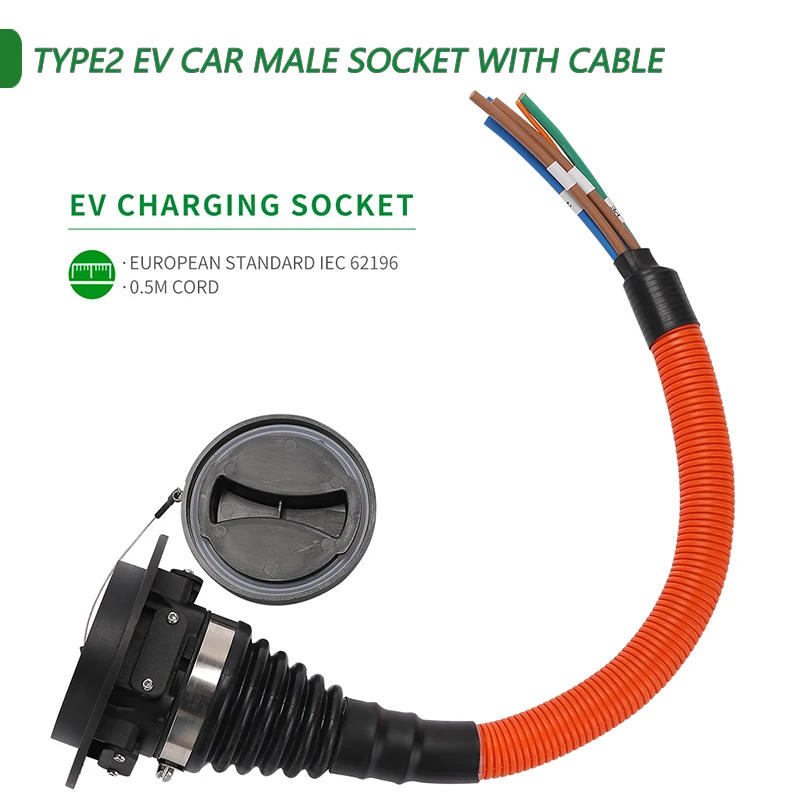 Typ 2 Männlichen Buchse mit Kabel für Elektrische Fahrzeug Auto seite – Bild 5