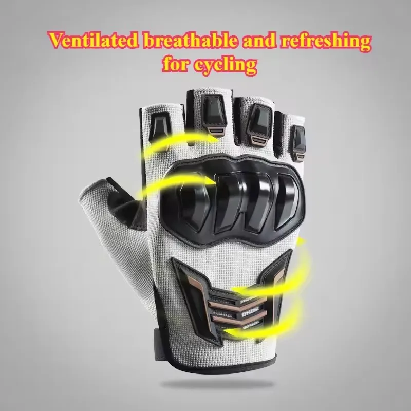 Atmungsaktive Motorradhandschuhe, halber Finger, verschleißfest – Bild 5
