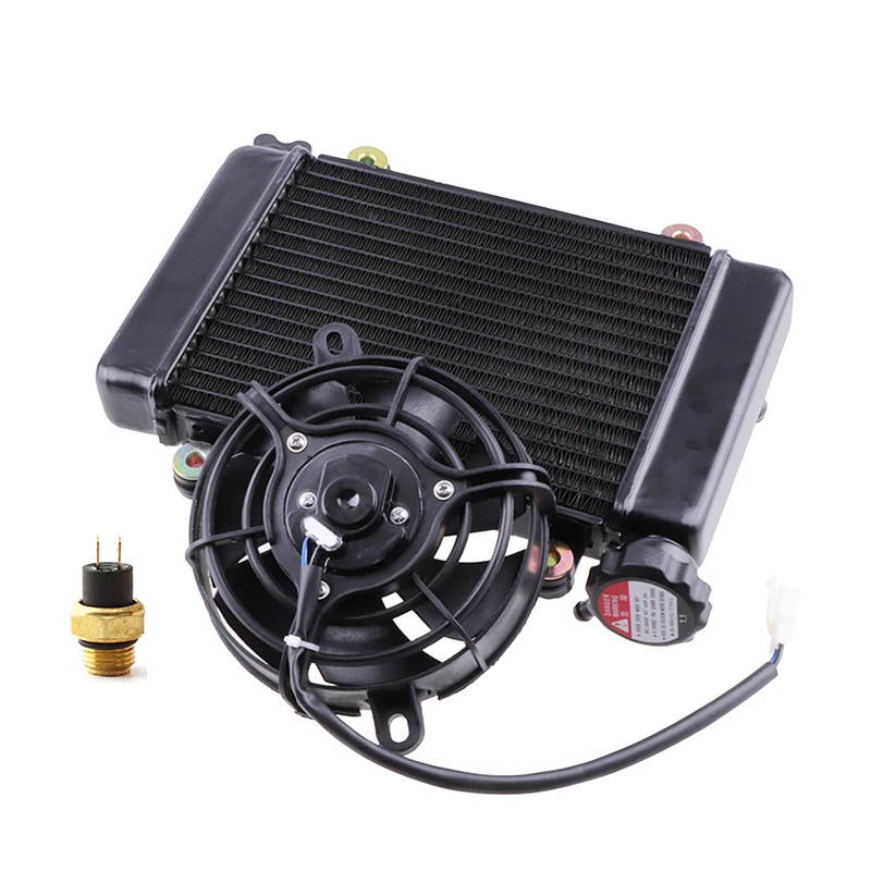 Kühler Wasser Tank Mit 5 "Elektrofan Für 150cc 200cc 250cc Wasser Kühlung Motor Motorrad Quad 4x4 ATV UTV