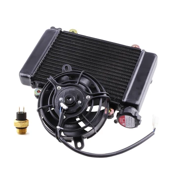 Kühler Wasser Tank Mit 5 "Elektrofan Für 150cc 200cc 250cc Wasser Kühlung Motor Motorrad Quad 4x4 ATV UTV