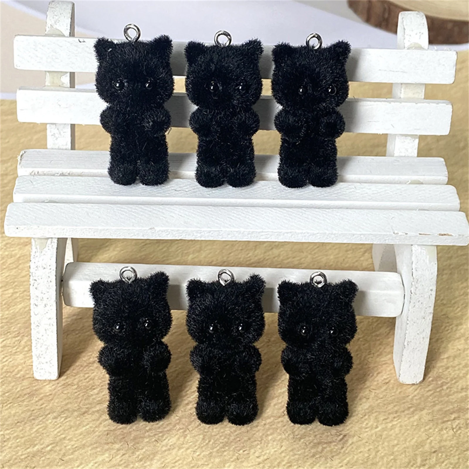 Beflockungsanhänger Kawaii Katze Tieranhänger (2 Stück) – Bild 5