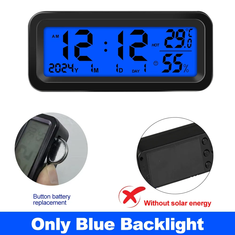 Solar/USB Auto Uhren Dashboard Thermometer Automotive Elektronische Uhr Led Anzeige Zeit mit Zurück Leuchtende