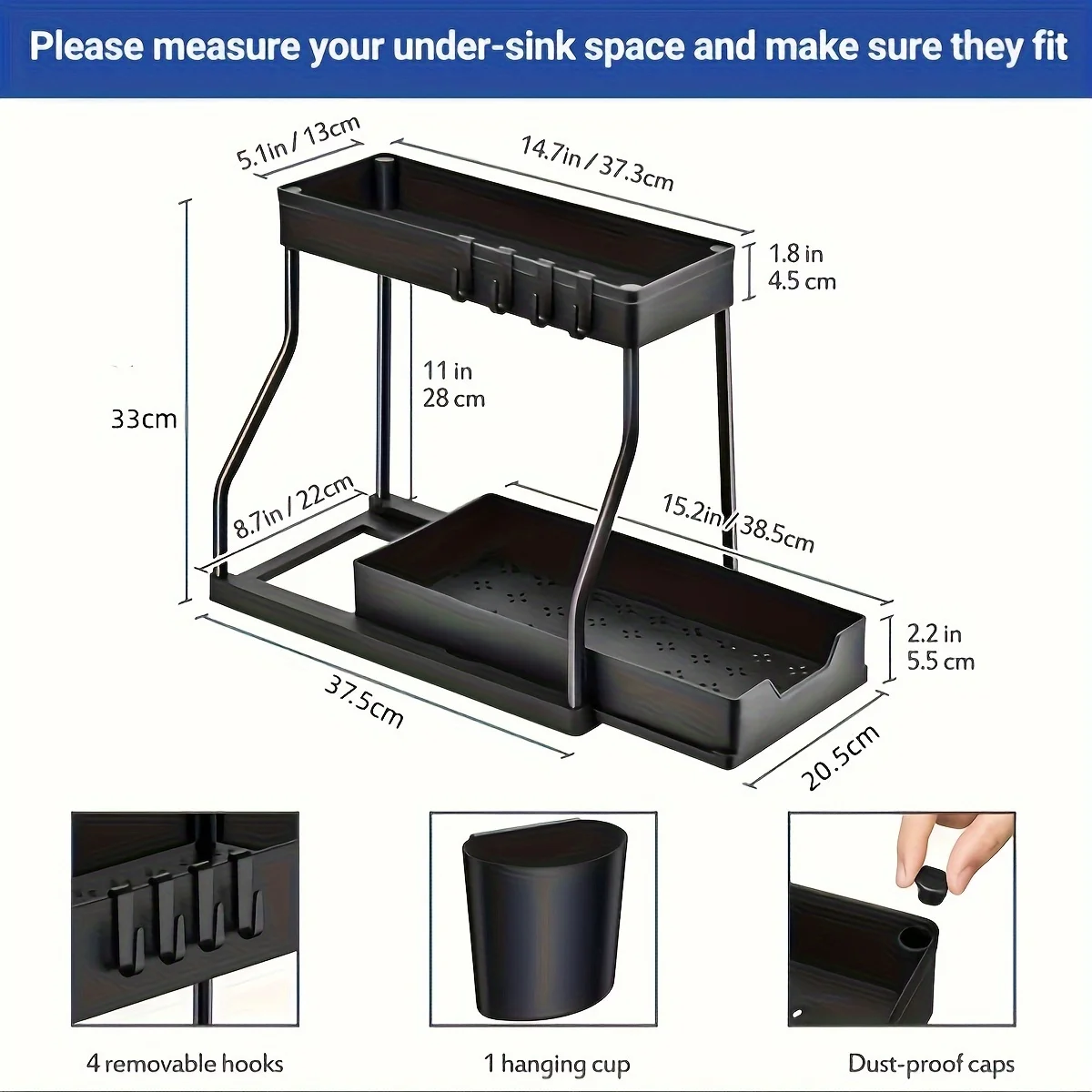 Platzsparender 2-stufiger Organizer unter dem Waschbecken – Bild 6