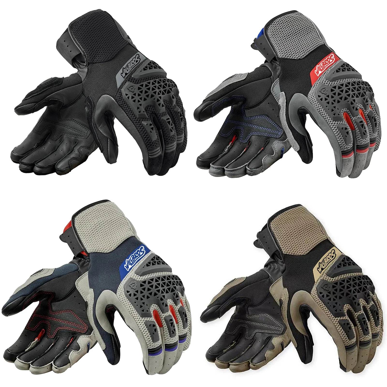 Motorrad-Touchscreen-Handschuhe aus Echtleder und Netzstoff – Bild 6