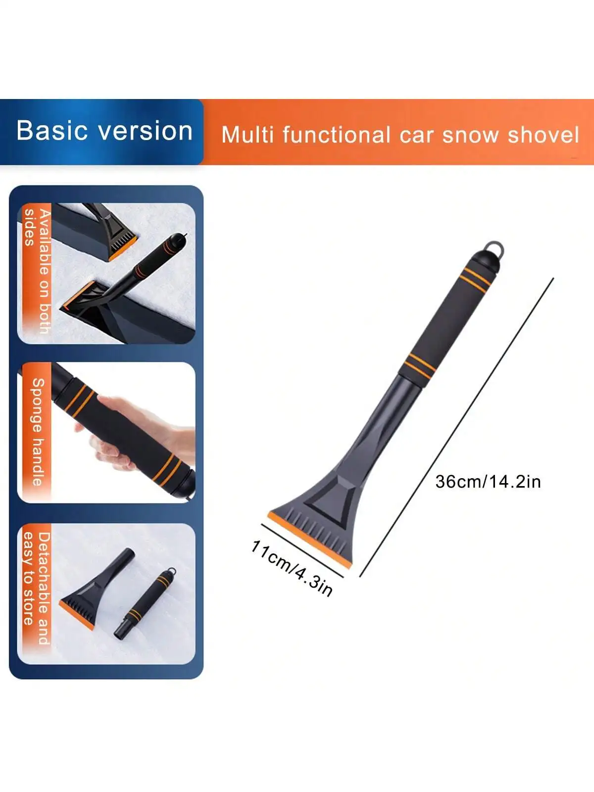 Multifunktionale Auto-Schneebürste, abnehmbare Auto-Schneebürste, Auto-Schneeschaufel, am Fahrzeug montierter