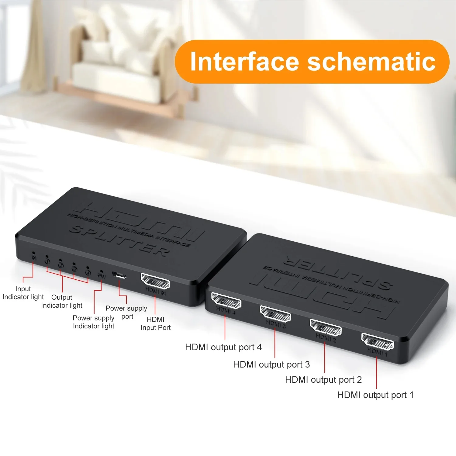 1 in 4 Out HDMI Splitter HD 4K Video Switcher HDMI-Kompatibel Kabel – Bild 6