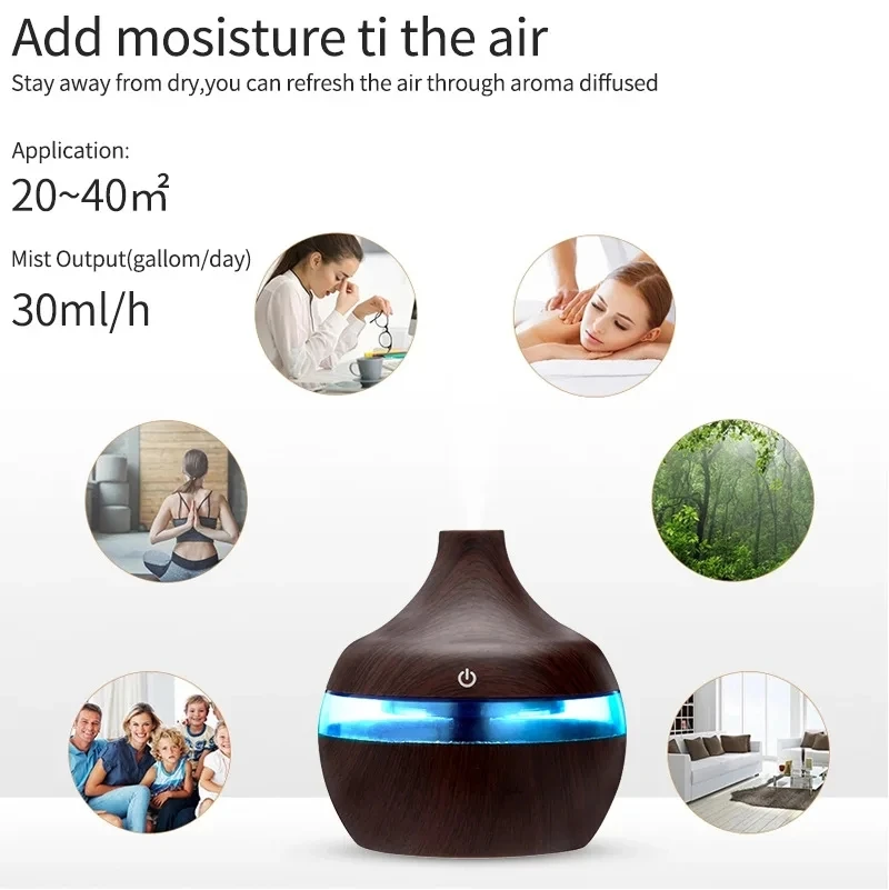 Luftbefeuchter Elektrische Aroma Air Diffusor Holz – Bild 3