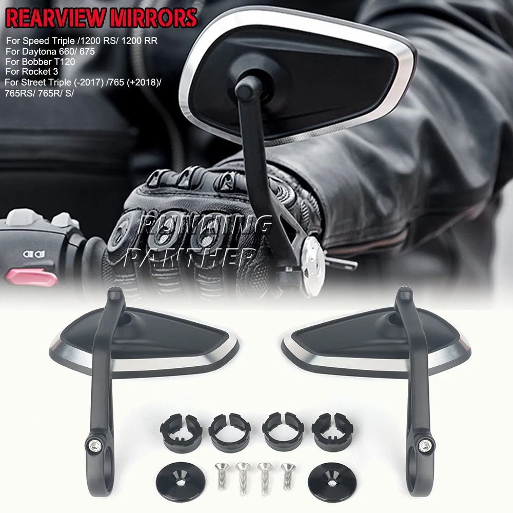 Motorrad Lenker Rückspiegel Bar End Spiegel Kit Für Street Triple S 765 765 RS 765R Bobber T120 Daytona 660
