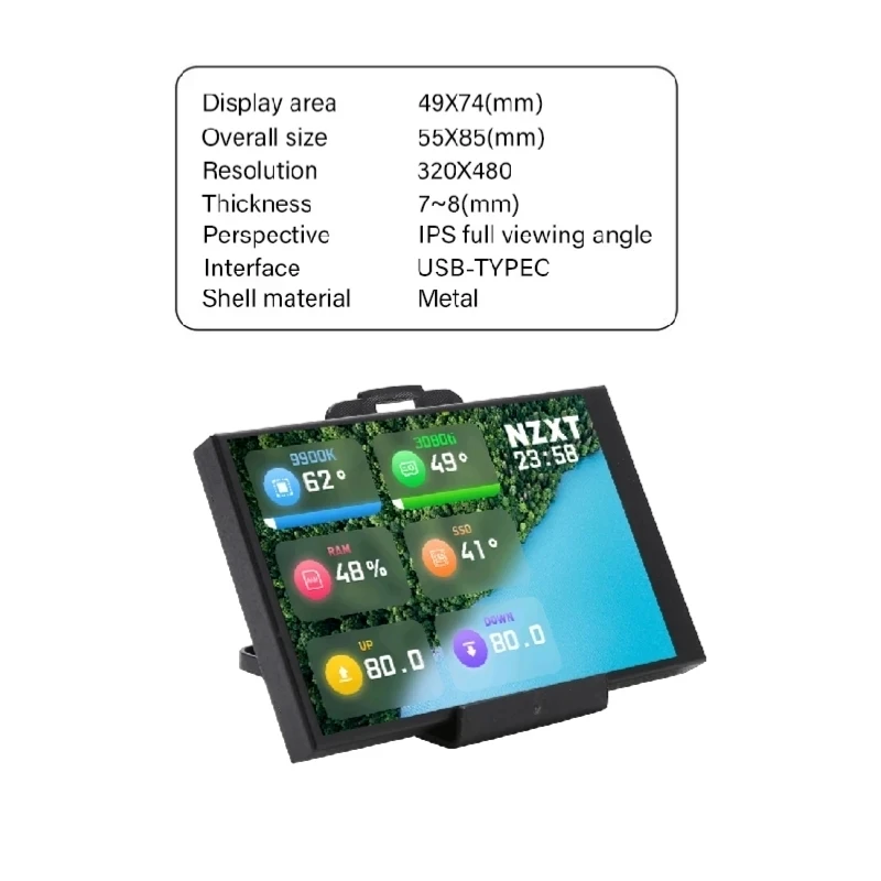 3,5 Zoll IPS USB-C Zweitbildschirm für CPU/GPU/RAM-Anzeige, AIDA64 – Bild 3