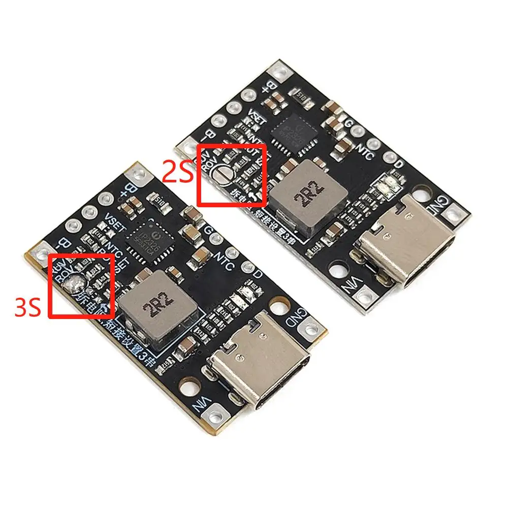2S 3S Typ-C USB BMS 15W 8,4V 12,6V 1,5A Lithium-Batterie-Lade-Boost-Modul mit symmetrischer Unterstützung