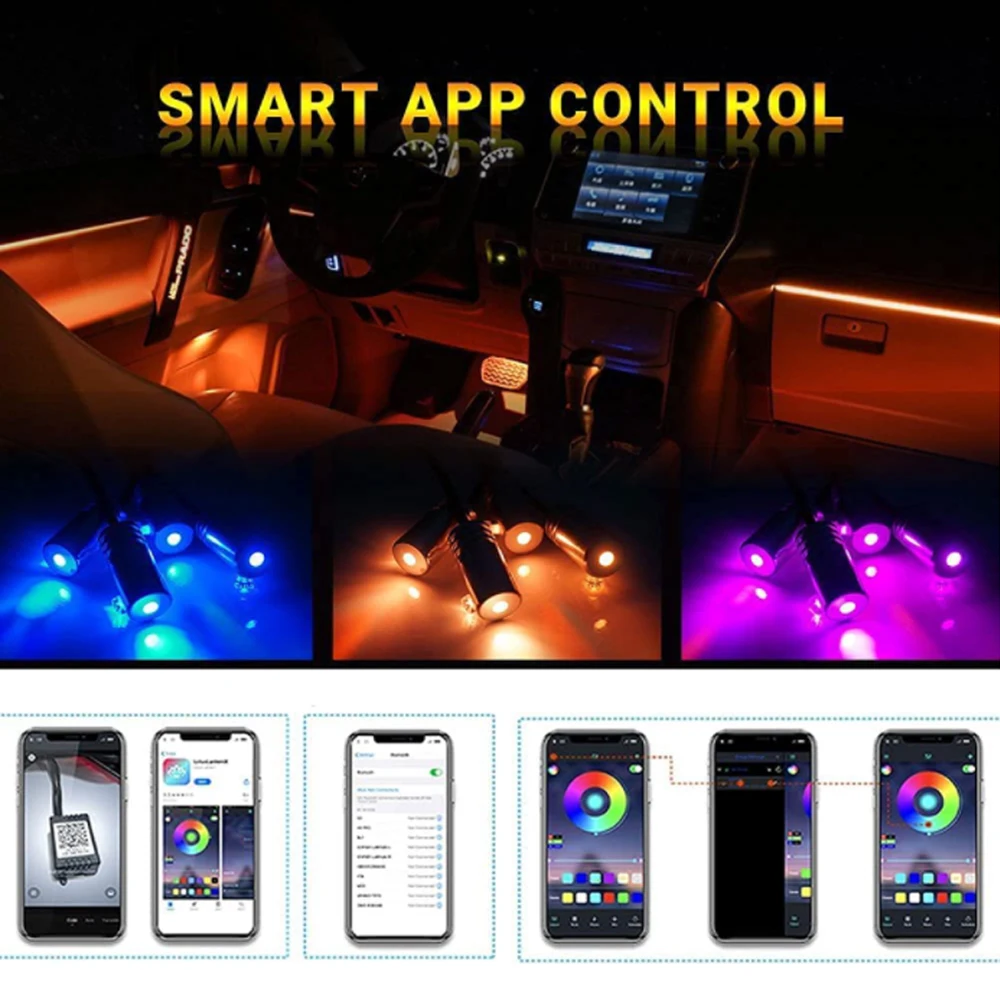 LED Auto Innenraum Umgebungs streifen Lichter RGB Glasfaser Atmosphäre – Bild 4