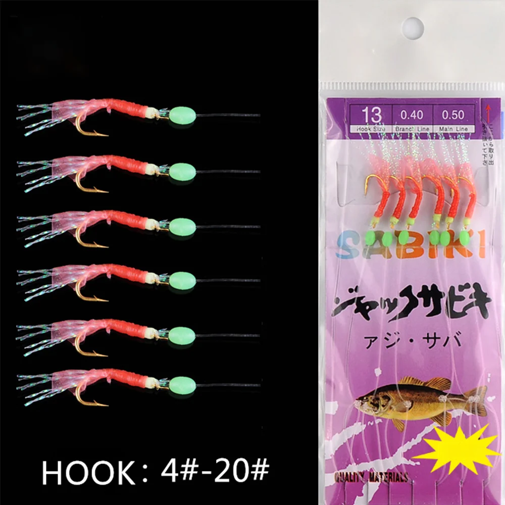 10 Größen Wobbler Sabiki String Hook Rig Angelhaken (6 Stück) – Bild 3