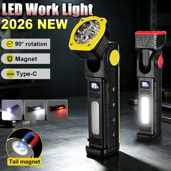 LED-Arbeitsleuchte 90 ° Drehbare Magnetische Taschenlampe USB-Aufladbar COB-Licht Tragbare Taschenlampe