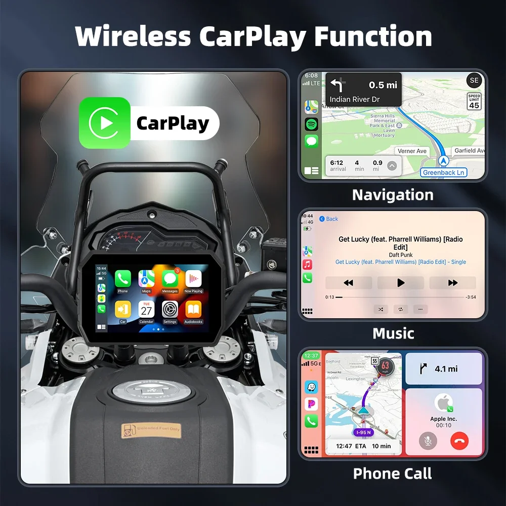 5-Zoll Wireless CarPlay Moto Android Auto Digital Motorrad – Bild 2