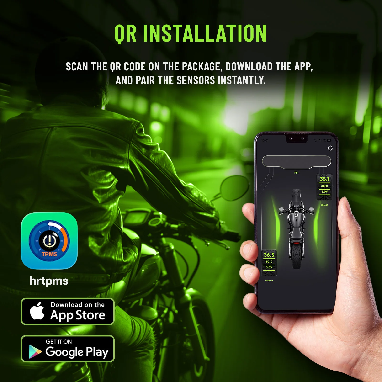 Motorrad TPMS 2 Sensoren Bluetooth 5.0 Reifendruckkontrollsystem Pit – Bild 4