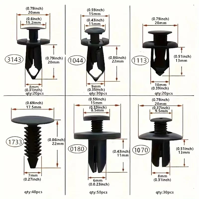 Auto-Befestigungsclips-Set, Gemischte Autoclips in 6 (190 Stück) – Bild 5