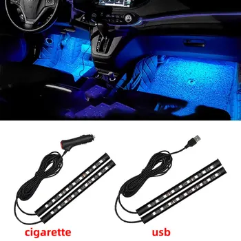 2 in 1 LED Auto Neon Licht Fuß Licht LED Innendekoration Hintergrundbeleuchtung Zigarettenanzünder USB