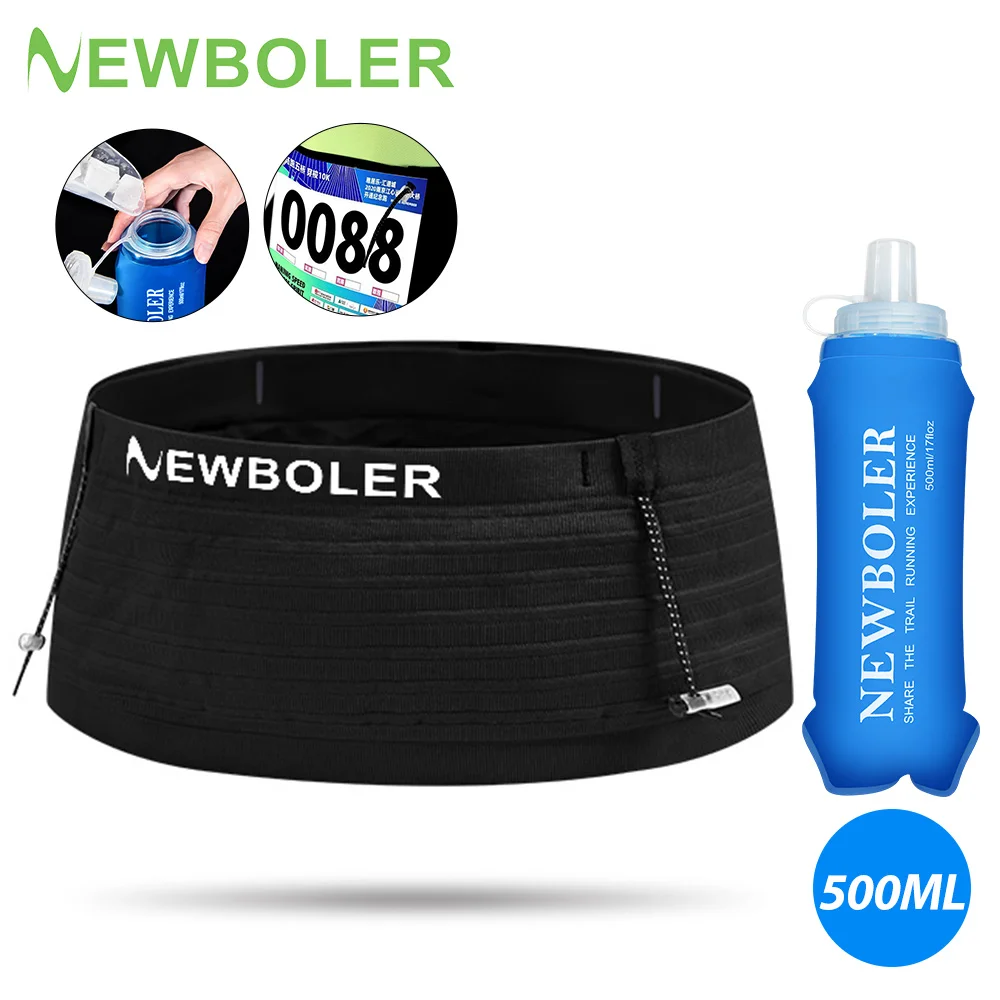 NEWBOLER Elastische Sport-Hüfttasche für Laufen, Rennen, Nummerngürtel, Triathlon, Marathon, Rennen