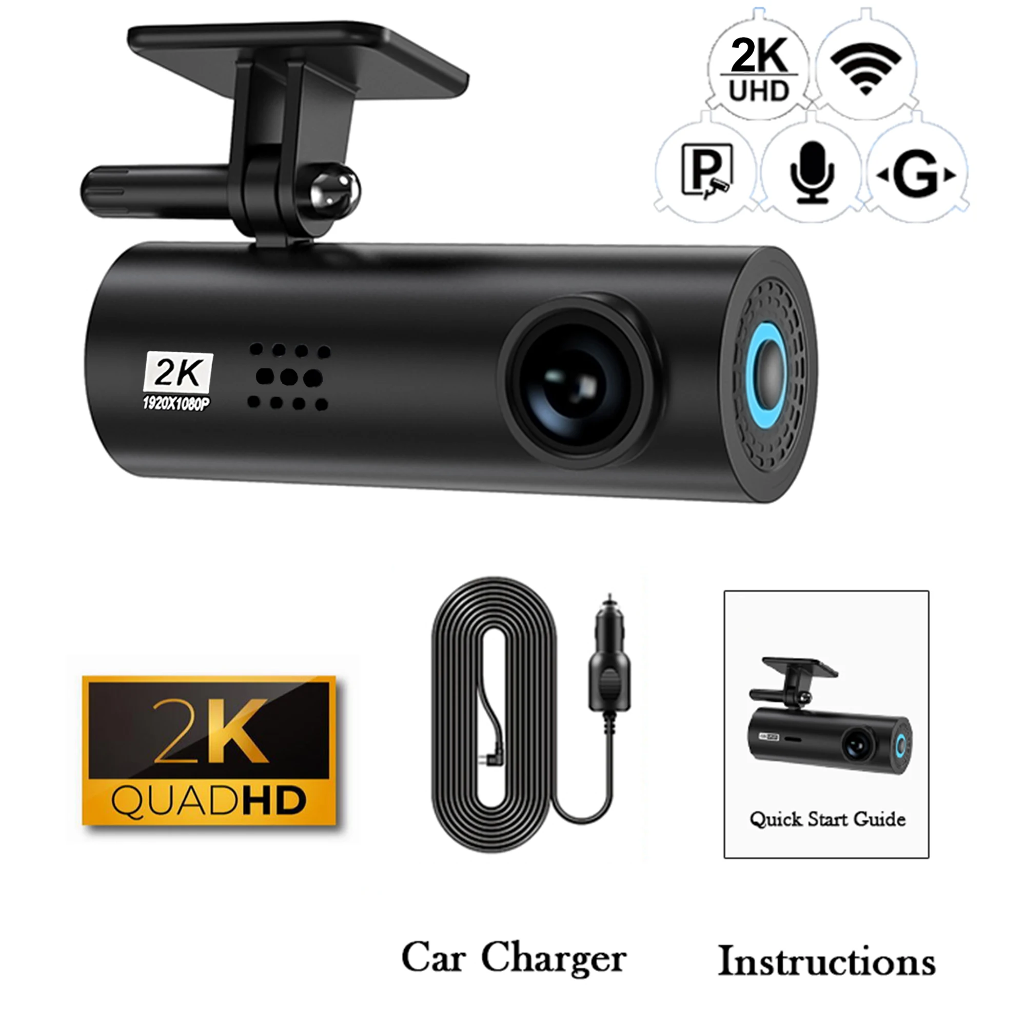 Dashcam für Auto-Blackbox Fahrvideoaufzeichnungen 4K/2K WiFi Mini-Frontkamera Dashcam 24H Parküberwachung